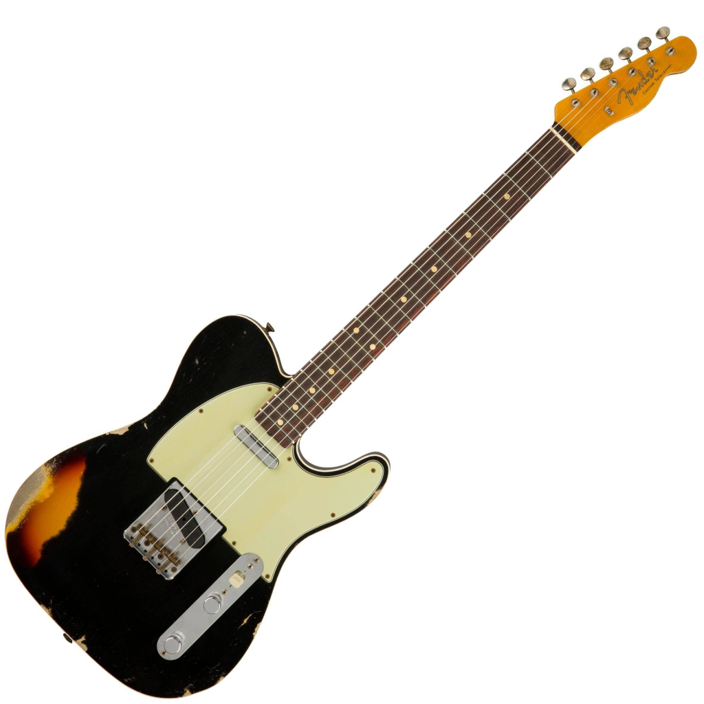 Fender Custom Shop 1960 Telecaster Custom - Heavy Relic - Aged Black over Chocolate 3-Tone Sunburst - Image 2