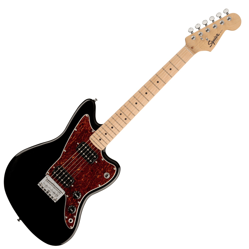 FSR Mini Jazzmaster® HH, Maple Fingerboard, Tortoiseshell Pickguard, Black - Image 2