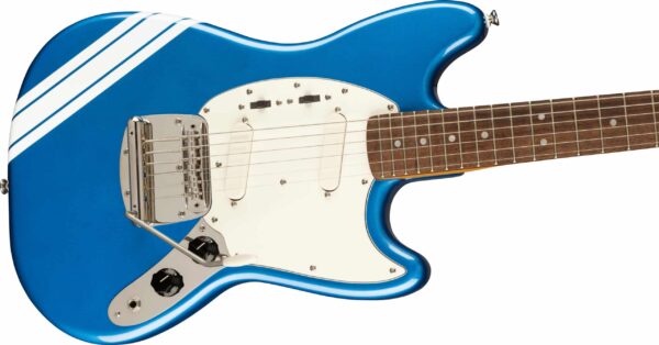 FSR Classic Vibe '60s Competition Mustang®, Laurel Fingerboard, Parchment Pickguard, Lake Placid Blue with Olympic White Stripes - Image 4