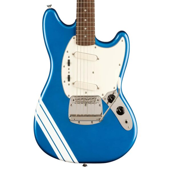 FSR Classic Vibe '60s Competition Mustang®, Laurel Fingerboard, Parchment Pickguard, Lake Placid Blue with Olympic White Stripes