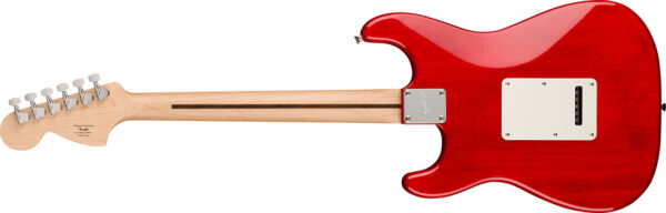 FSR Affinity Series™ Stratocaster® QMT, Laurel Fingerboard, White Pearloid Pickguard, Crimson Red Transparent - Image 2