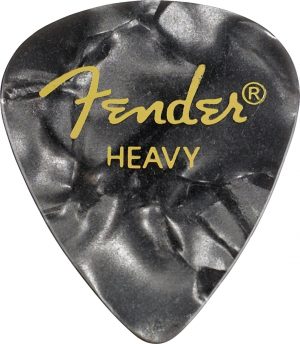 Premium Celluloid 351 Shape Picks, Heavy, Black Moto, 12-Pack