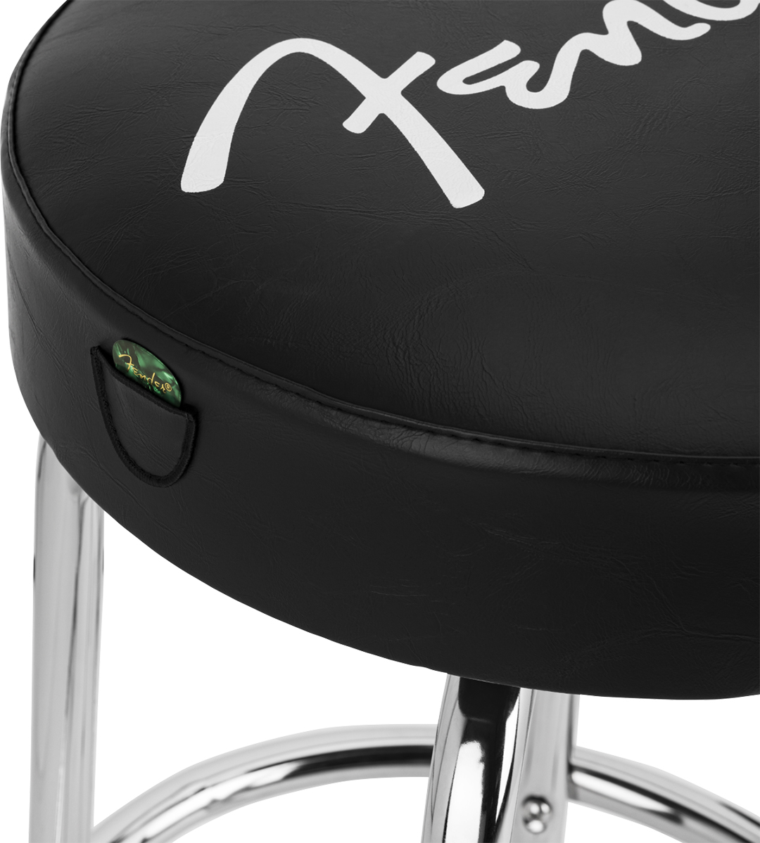 Fender® Spaghetti Logo Pick Pouch Barstool, Black/Chrome, 30" - Image 4