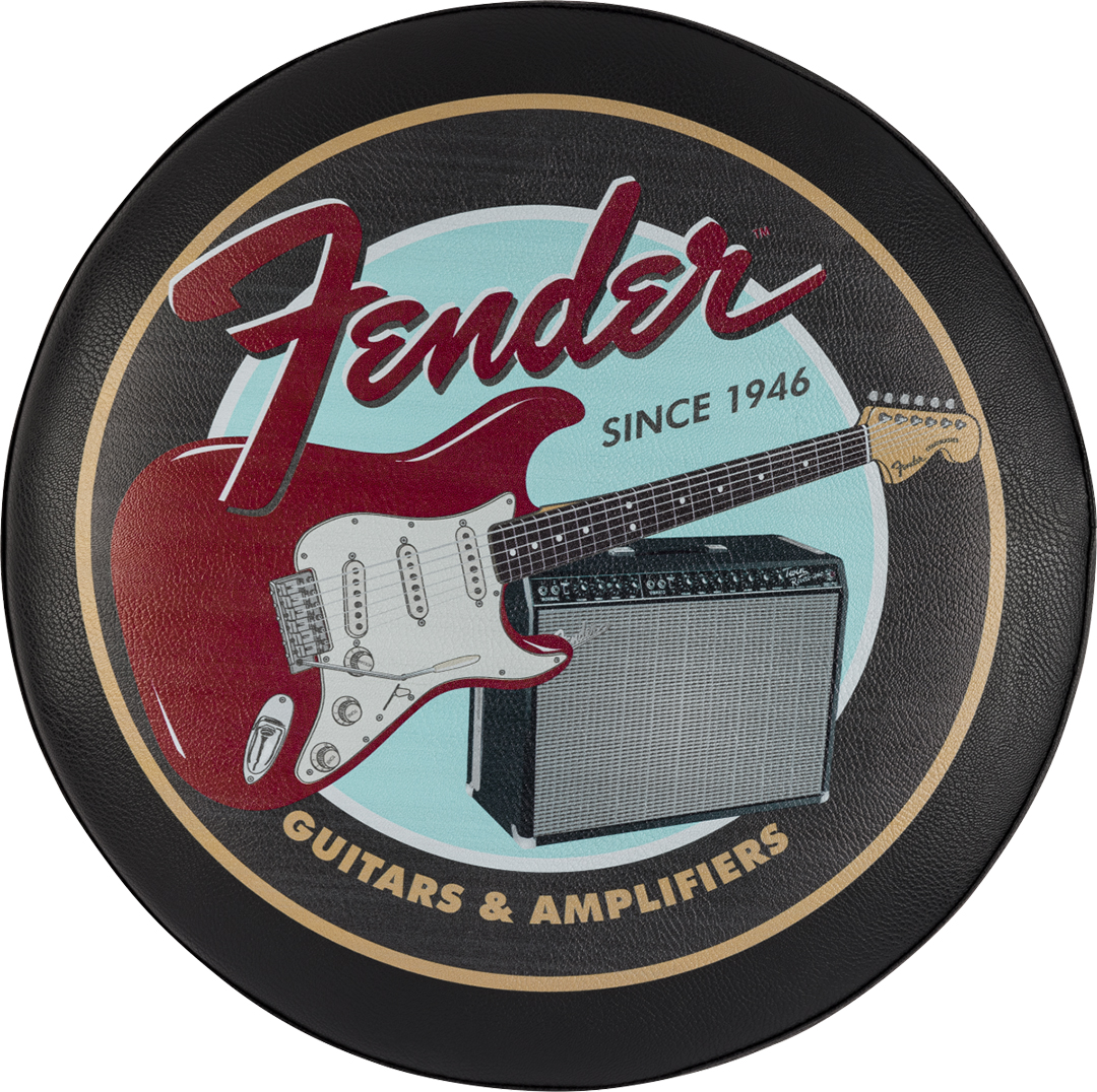 Fender® Guitars & Amps Pick Pouch Barstool, Black/Black, 30" - Image 3
