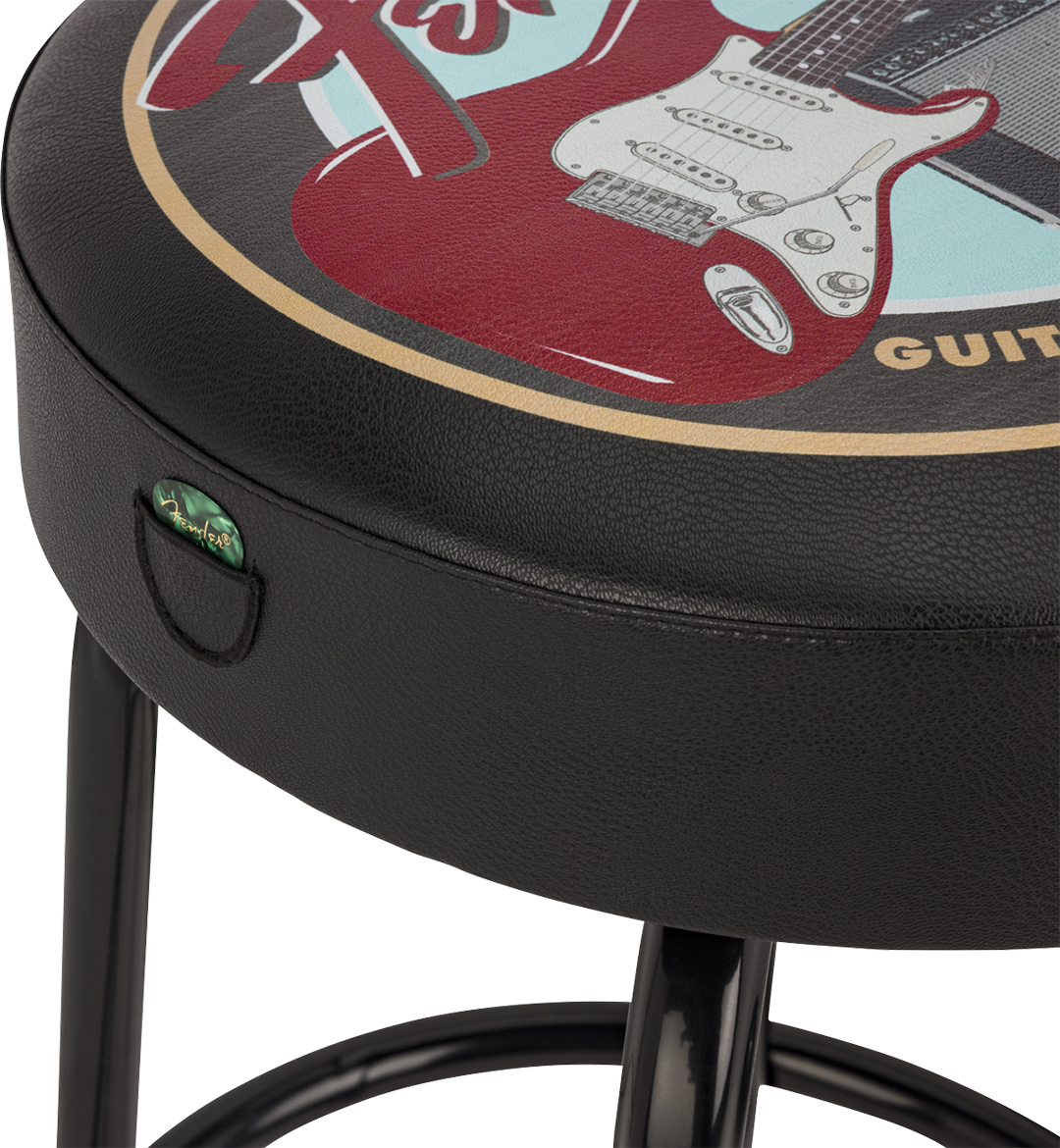 Fender® Guitars & Amps Pick Pouch Barstool, Black/Black, 30" - Image 4