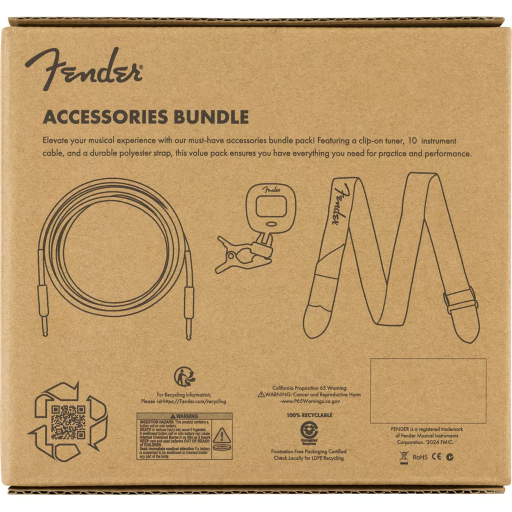 Fender Accessory Essentials Pack - Cable, Clip-On Tuner, Strap - Image 6