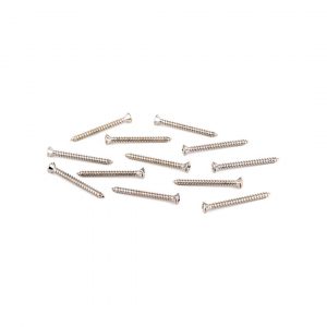 Neck Plate Mounting Screws - American Standard/Deluxe Guitars, Sheet Metal (8 X 1-3/4"), Chrome (12)
