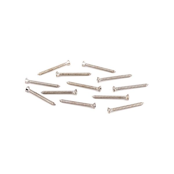 Neck Plate Mounting Screws - American Standard/Deluxe Guitars, Sheet Metal (8 X 1-3/4"), Chrome (12)