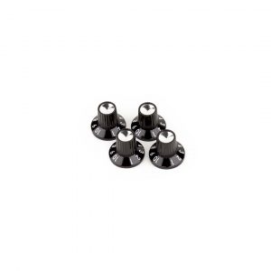 Black/Silver Skirted (1-10) Push-On Amplifier Knobs, Black (4)
