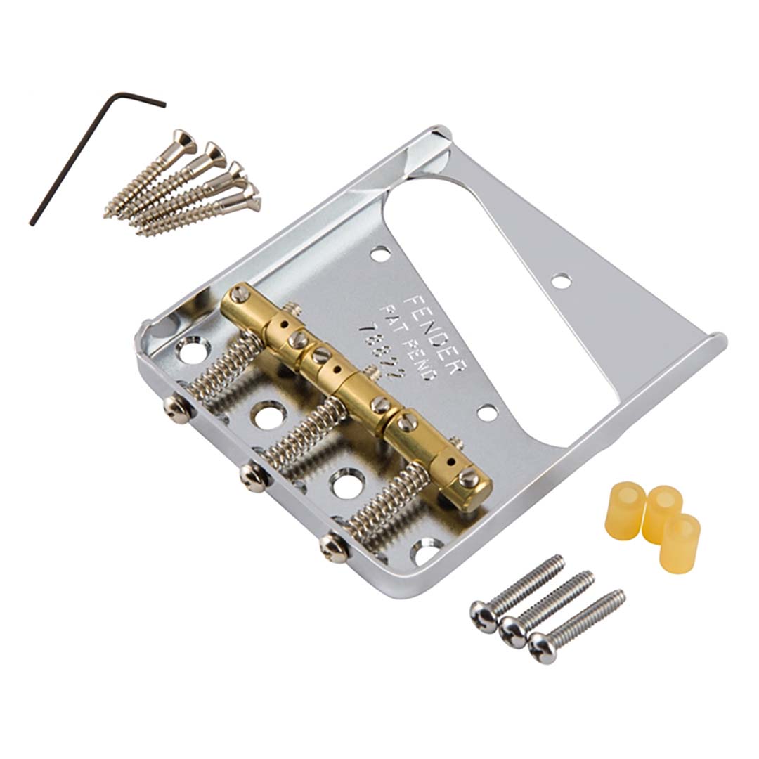 3-Saddle American Vintage "Hot Rod" Telecaster® Bridge Assembly with Compensated Brass Saddles, Nickel - Image 2