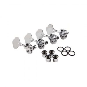 Deluxe "F" Stamp Bass Tuning Machines, Left-Hand, (4), Chrome