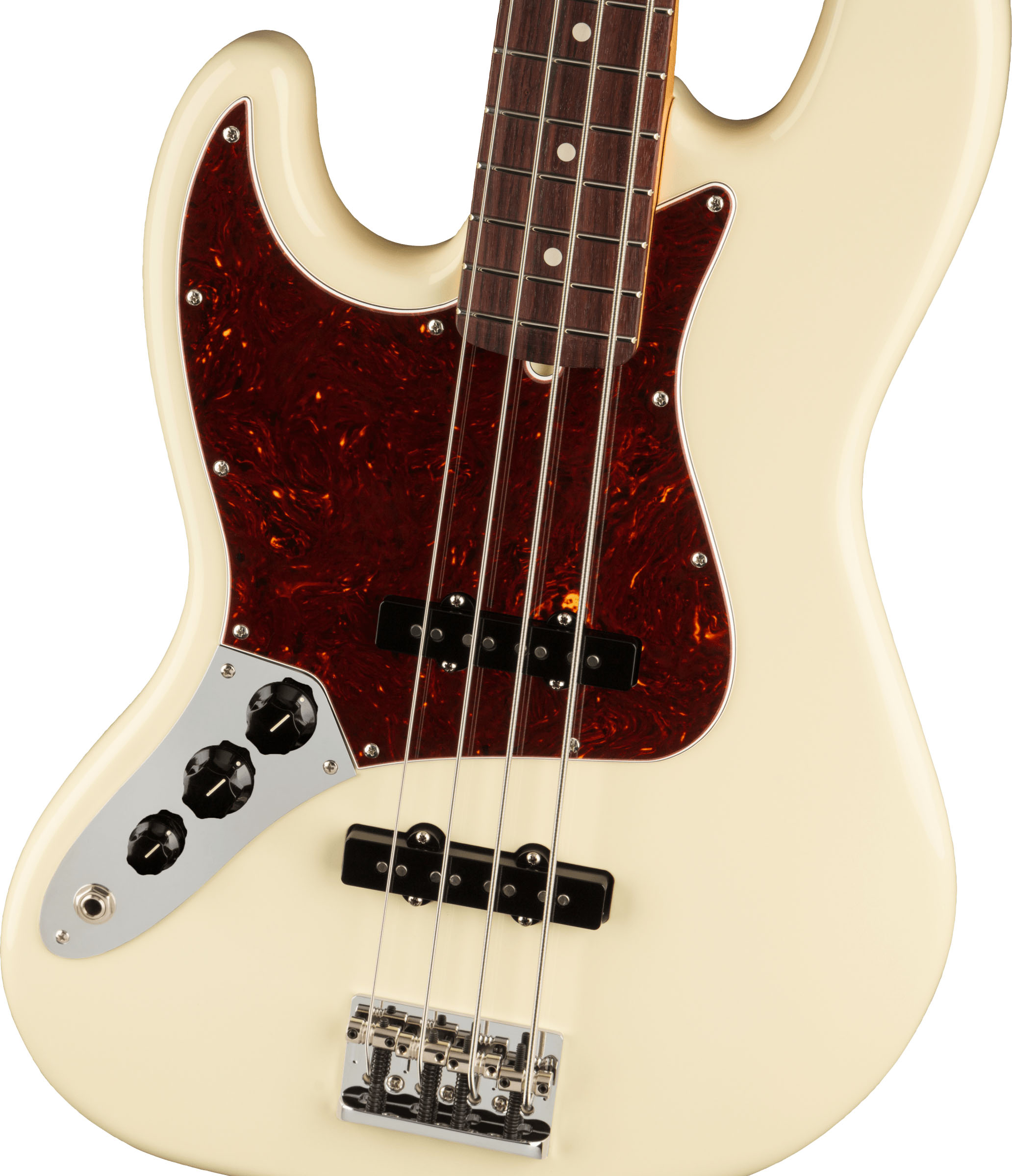 American Professional II Jazz Bass® Left-Hand, Rosewood Fingerboard, Olympic White - Image 2