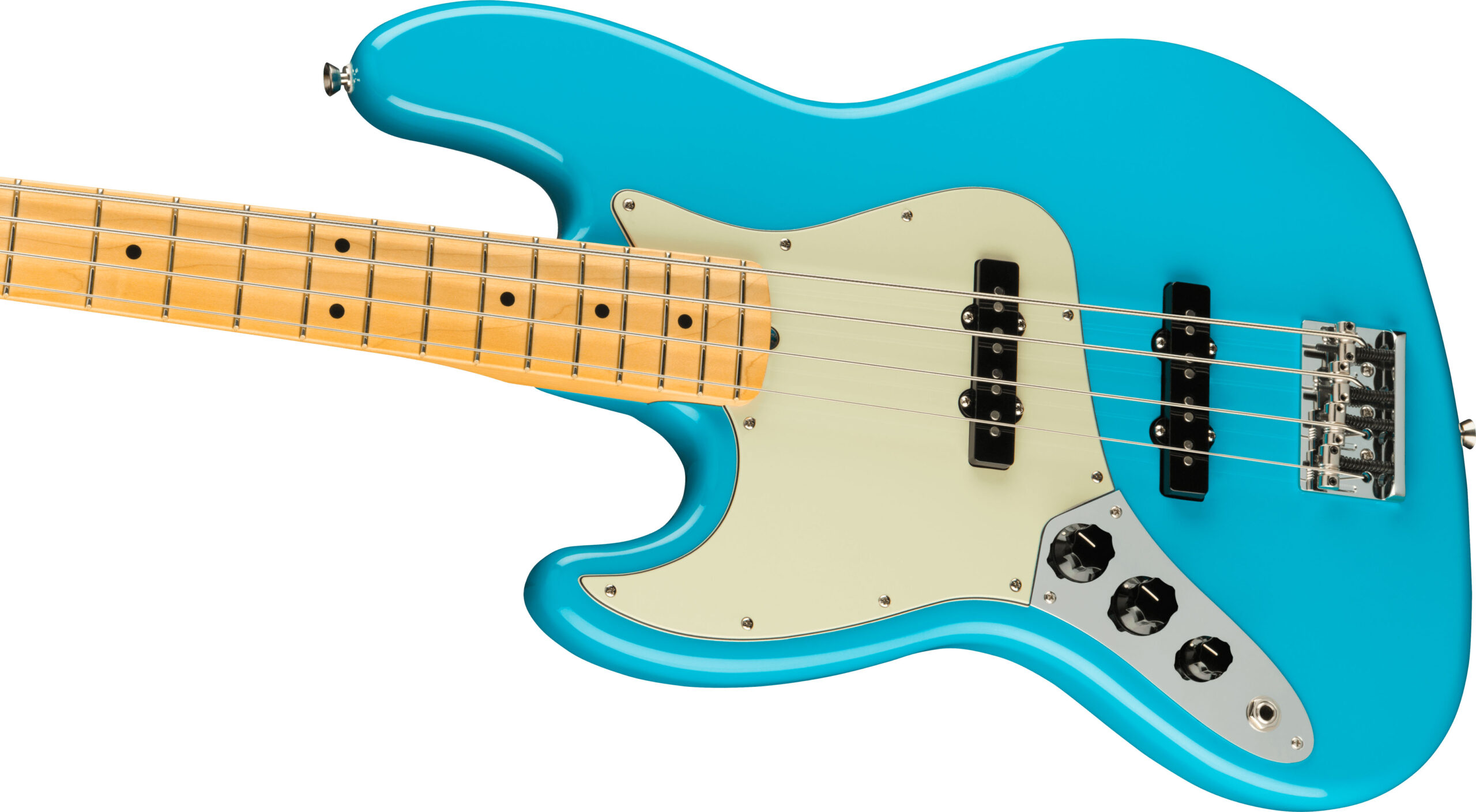 American Professional II Jazz Bass® Left-Hand, Maple Fingerboard, Miami Blue - Image 3