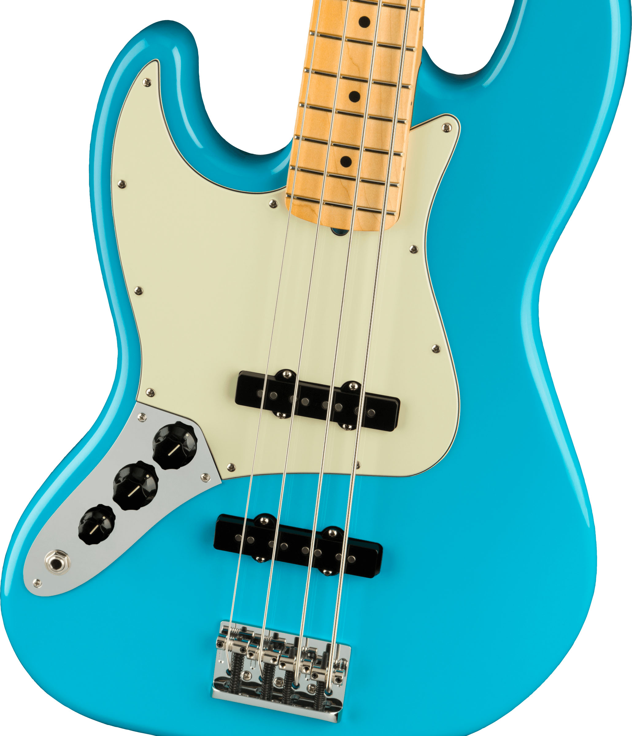 American Professional II Jazz Bass® Left-Hand, Maple Fingerboard, Miami Blue - Image 2