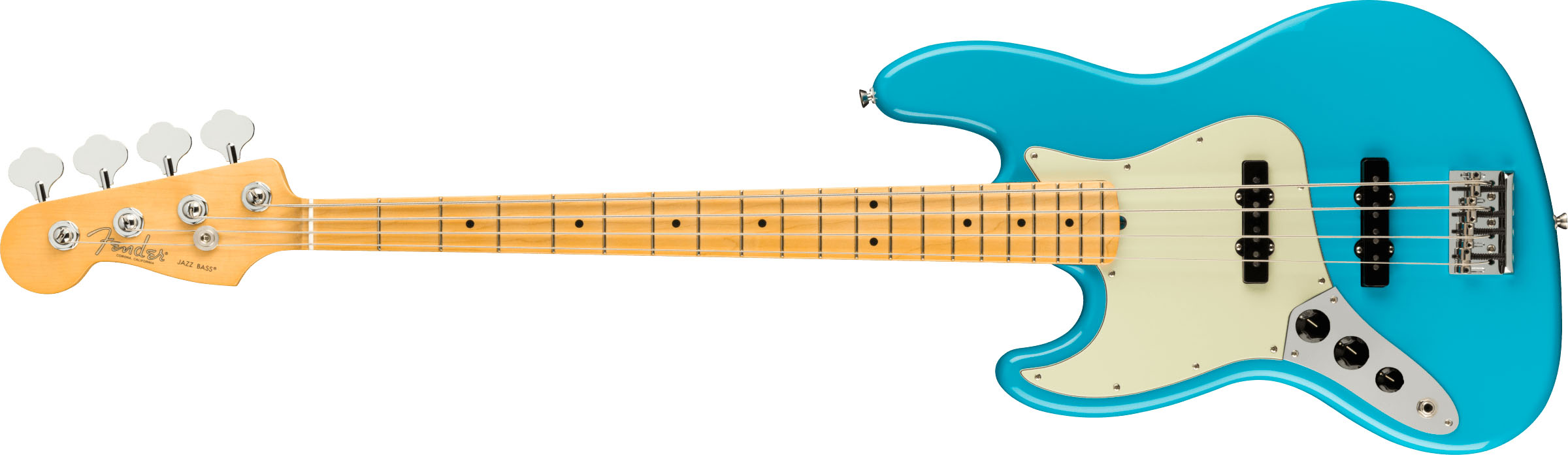 American Professional II Jazz Bass® Left-Hand, Maple Fingerboard, Miami Blue