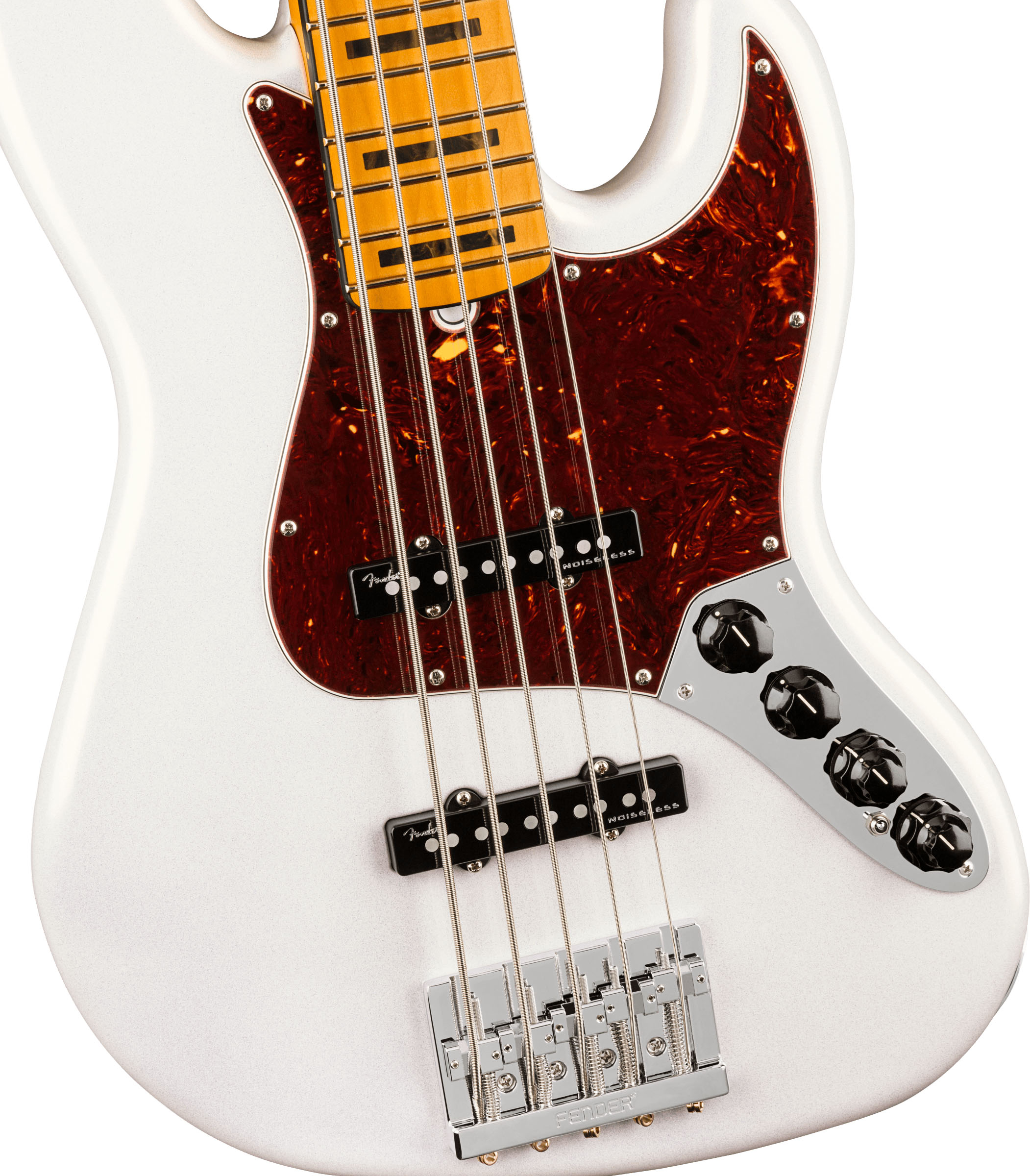 American Ultra Jazz Bass® V, Maple Fingerboard, Arctic Pearl - Image 4