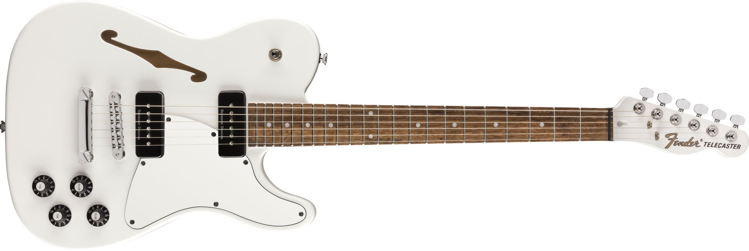 Jim Adkins JA-90 Telecaster® Thinline, Laurel Fingerboard, White - Image 2
