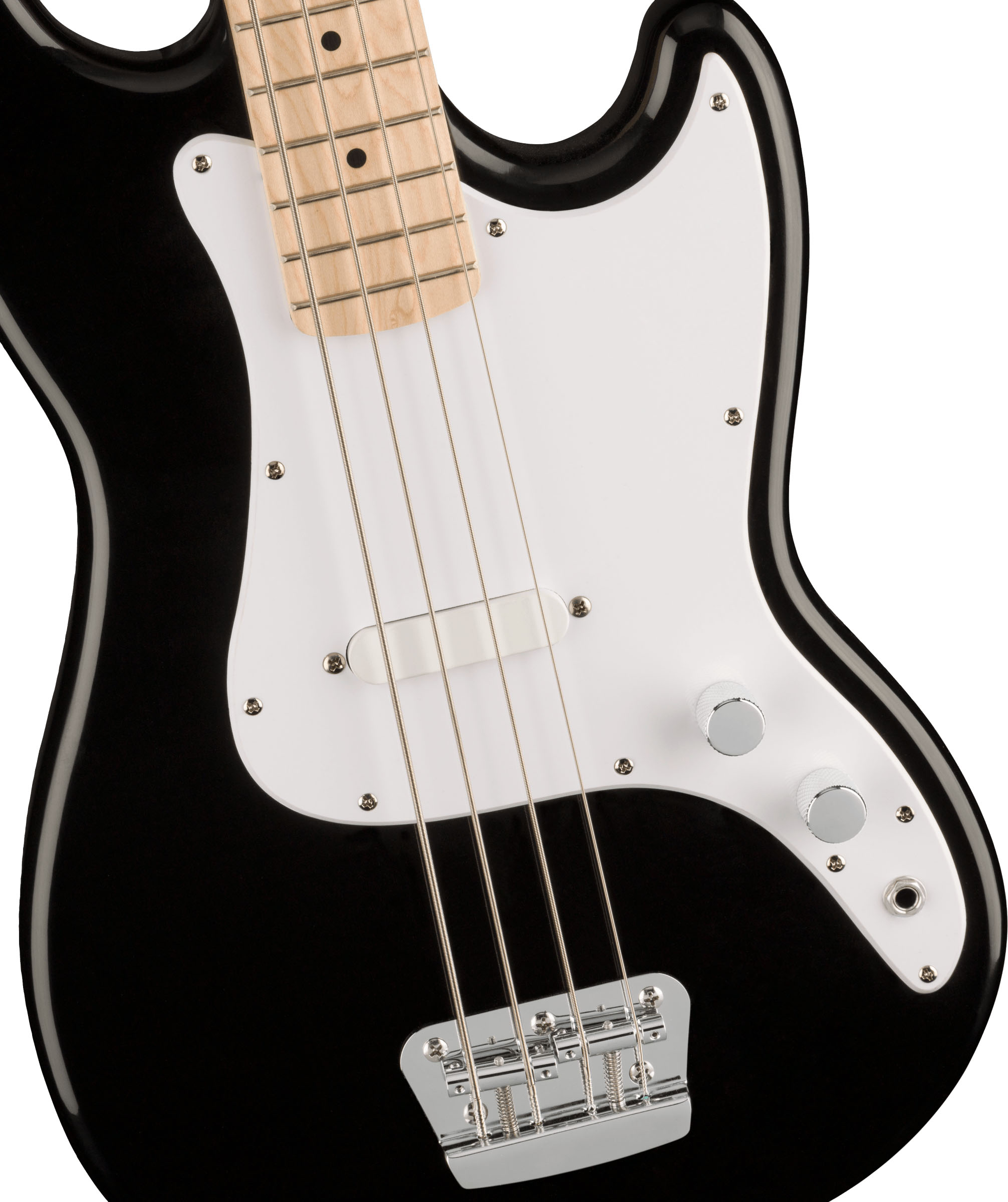 Bronco™ Bass, Maple Fingerboard, White Pickguard, Black - Image 5