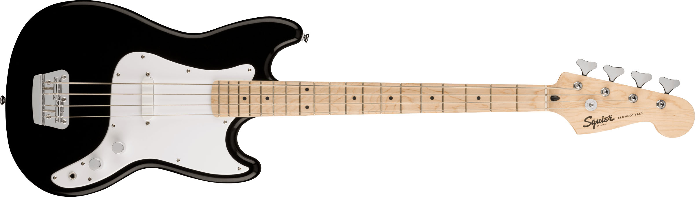 Bronco™ Bass, Maple Fingerboard, White Pickguard, Black - Image 2