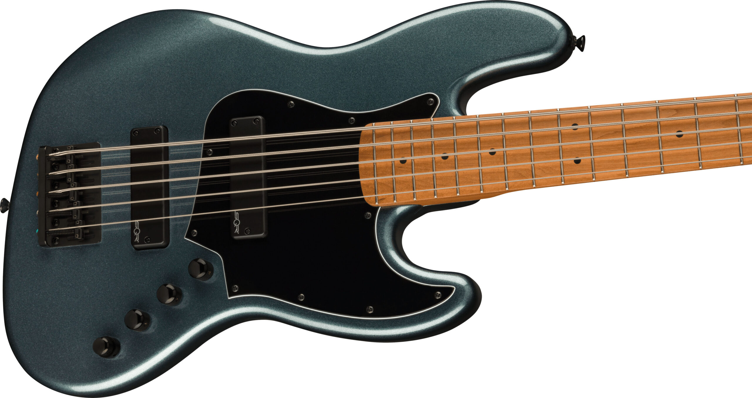 Contemporary Active Jazz Bass® HH V, Roasted Maple Fingerboard, Black Pickguard, Gunmetal Metallic - Image 5