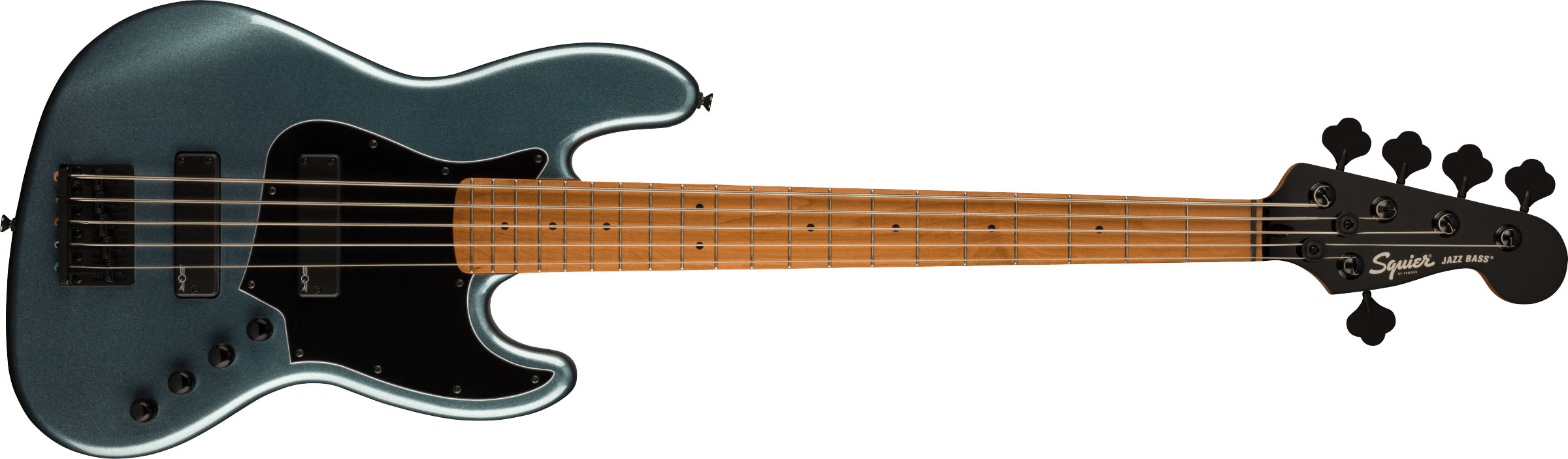Contemporary Active Jazz Bass® HH V, Roasted Maple Fingerboard, Black Pickguard, Gunmetal Metallic - Image 2