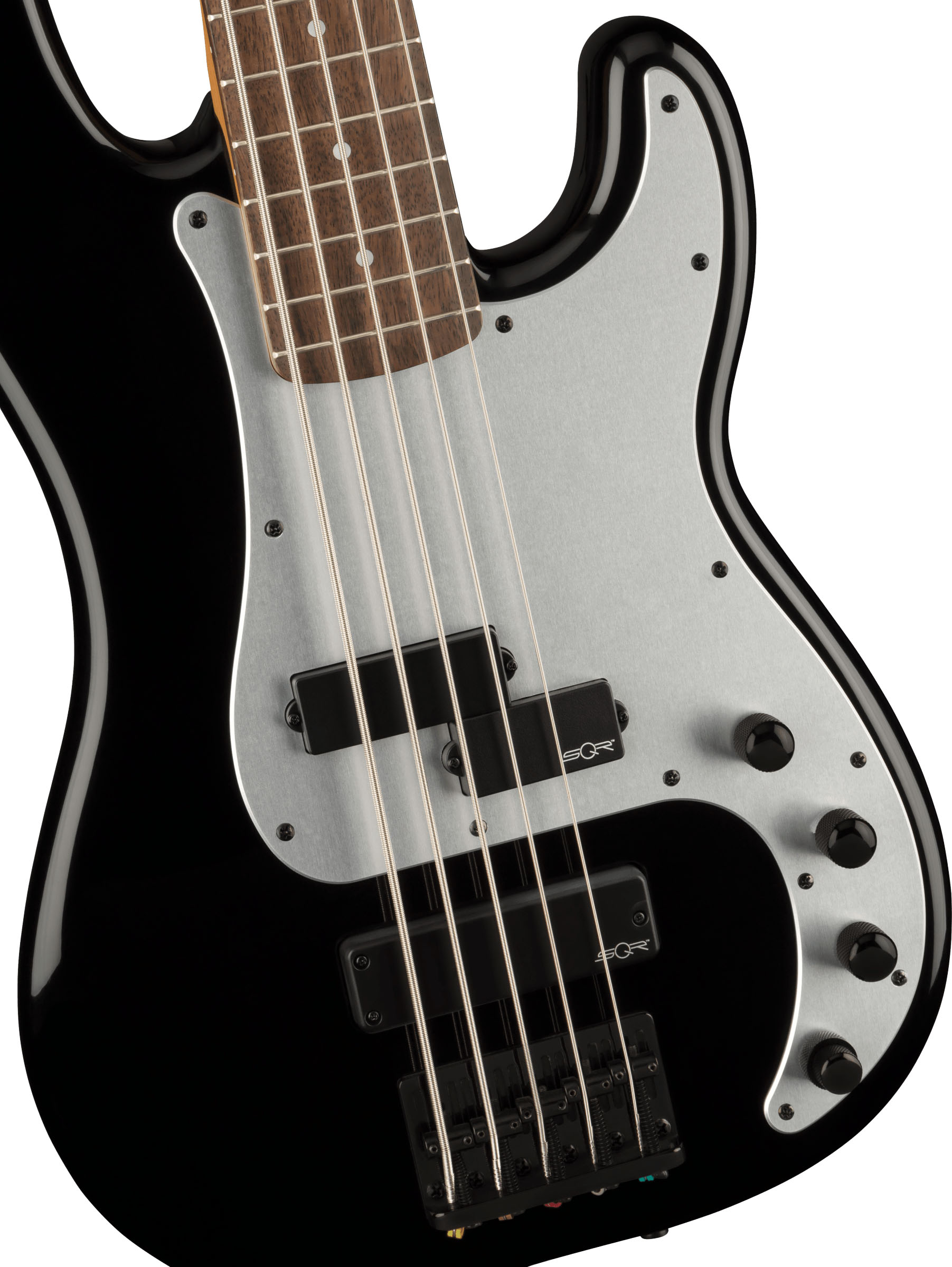 Contemporary Active Precision Bass® PH V, Laurel Fingerboard, Silver Anodized Pickguard, Black - Image 4