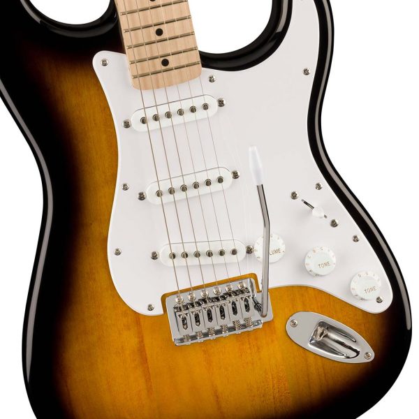 Squier Sonic® Stratocaster®, Maple Fingerboard, White Pickguard, 2-Color Sunburst - Image 4