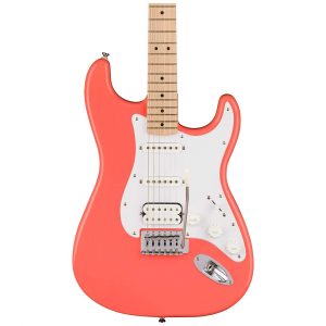 Squier Sonic® Stratocaster® HSS, Maple Fingerboard, White Pickguard, Tahitian Coral