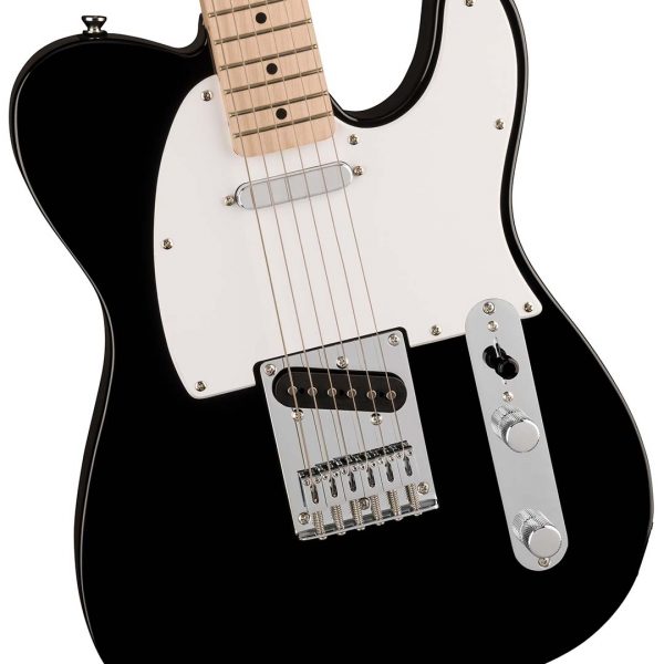 Squier Sonic® Telecaster®, Maple Fingerboard, White Pickguard, Black - Image 4
