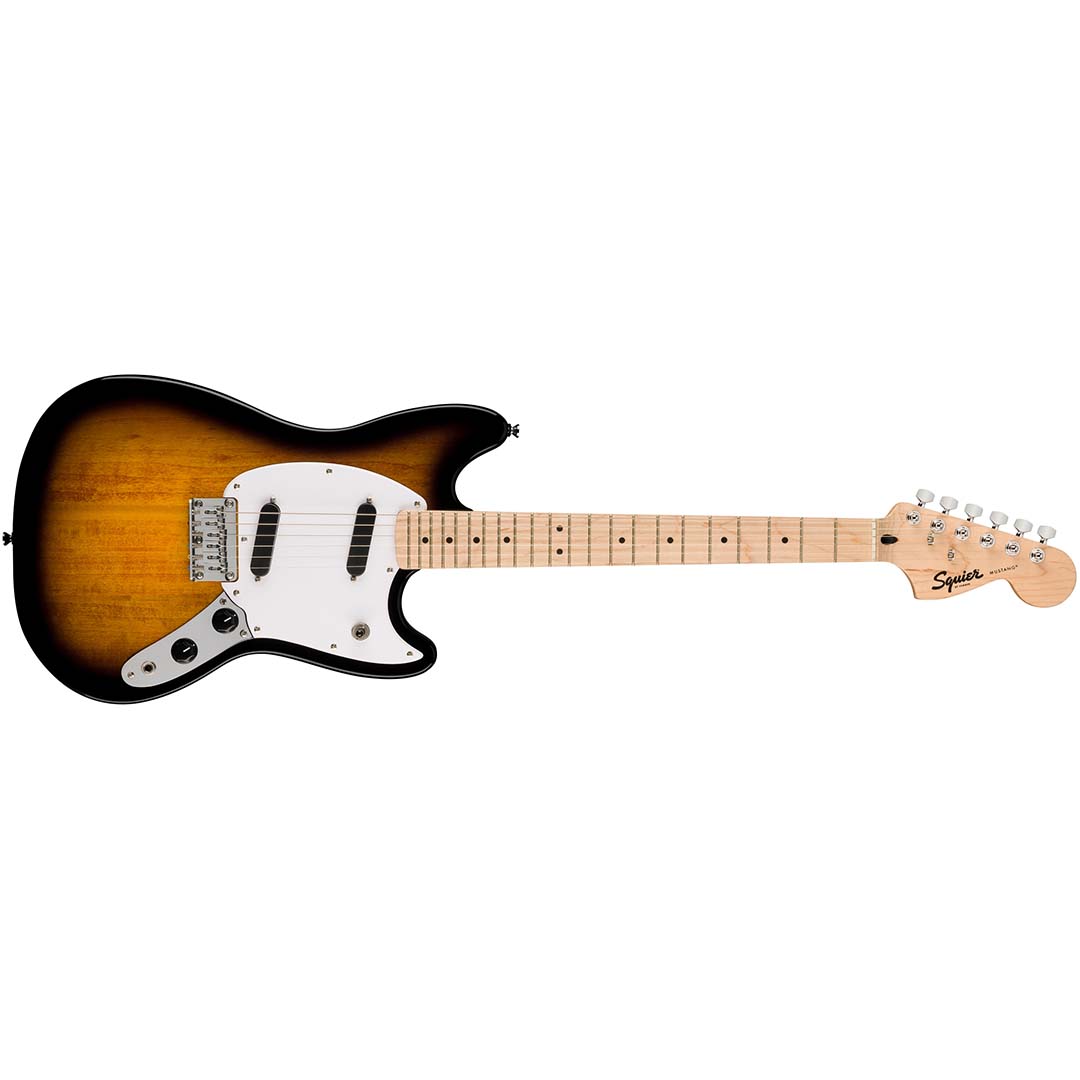 Squier Sonic® Mustang®, Maple Fingerboard, White Pickguard, 2-Color Sunburst - Image 2