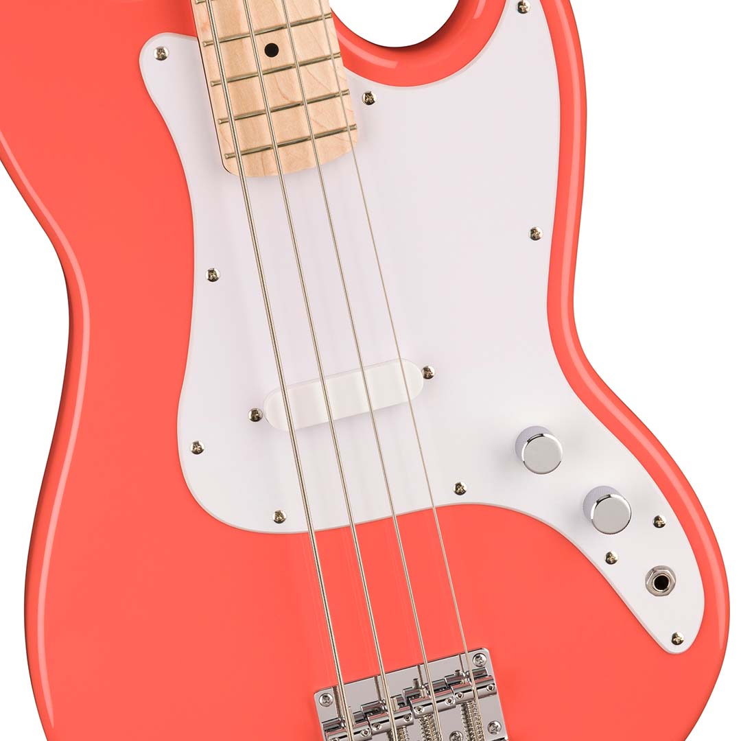 Squier Sonic® Bronco™ Bass, Maple Fingerboard, White Pickguard, Tahitian Coral - Image 4