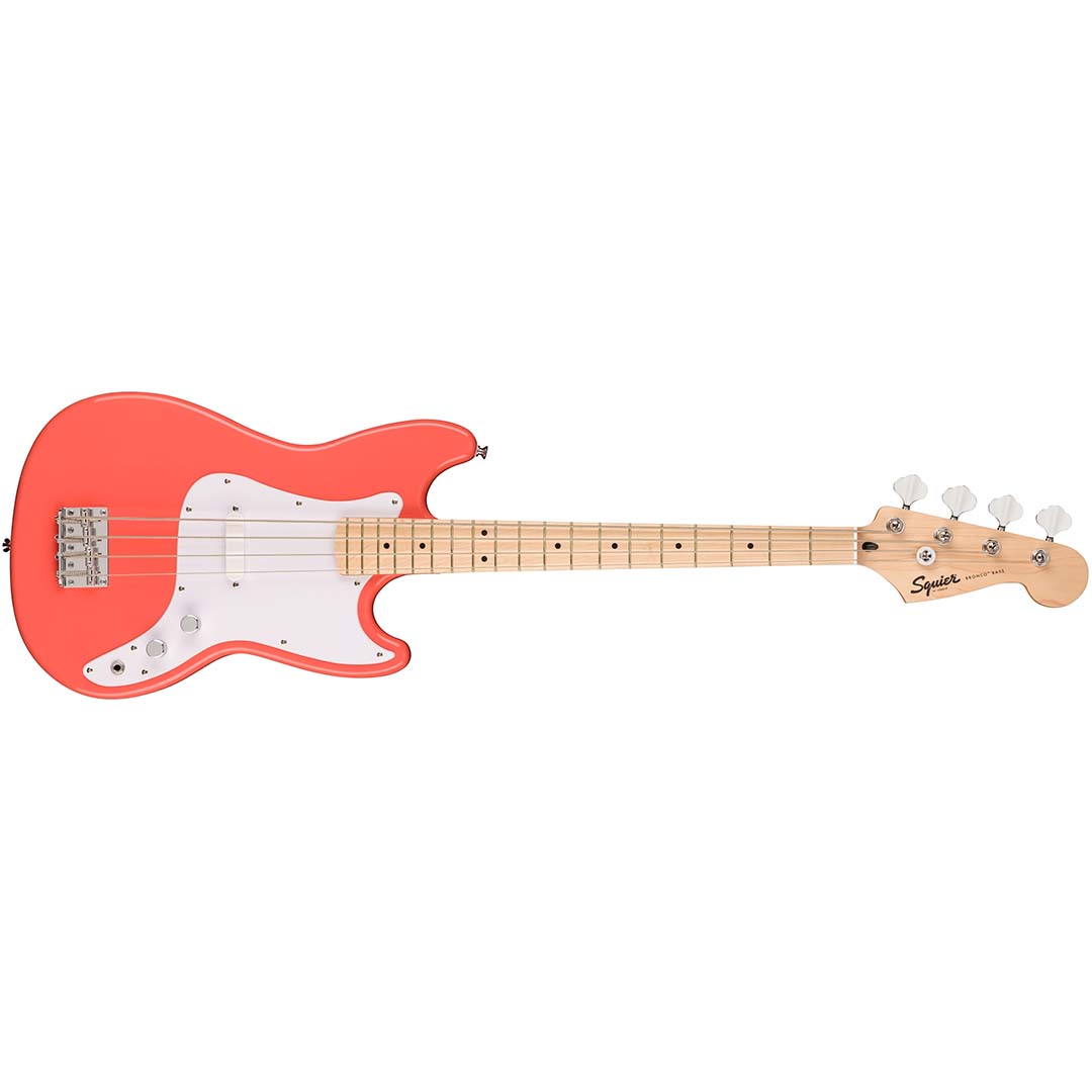 Squier Sonic® Bronco™ Bass, Maple Fingerboard, White Pickguard, Tahitian Coral - Image 2
