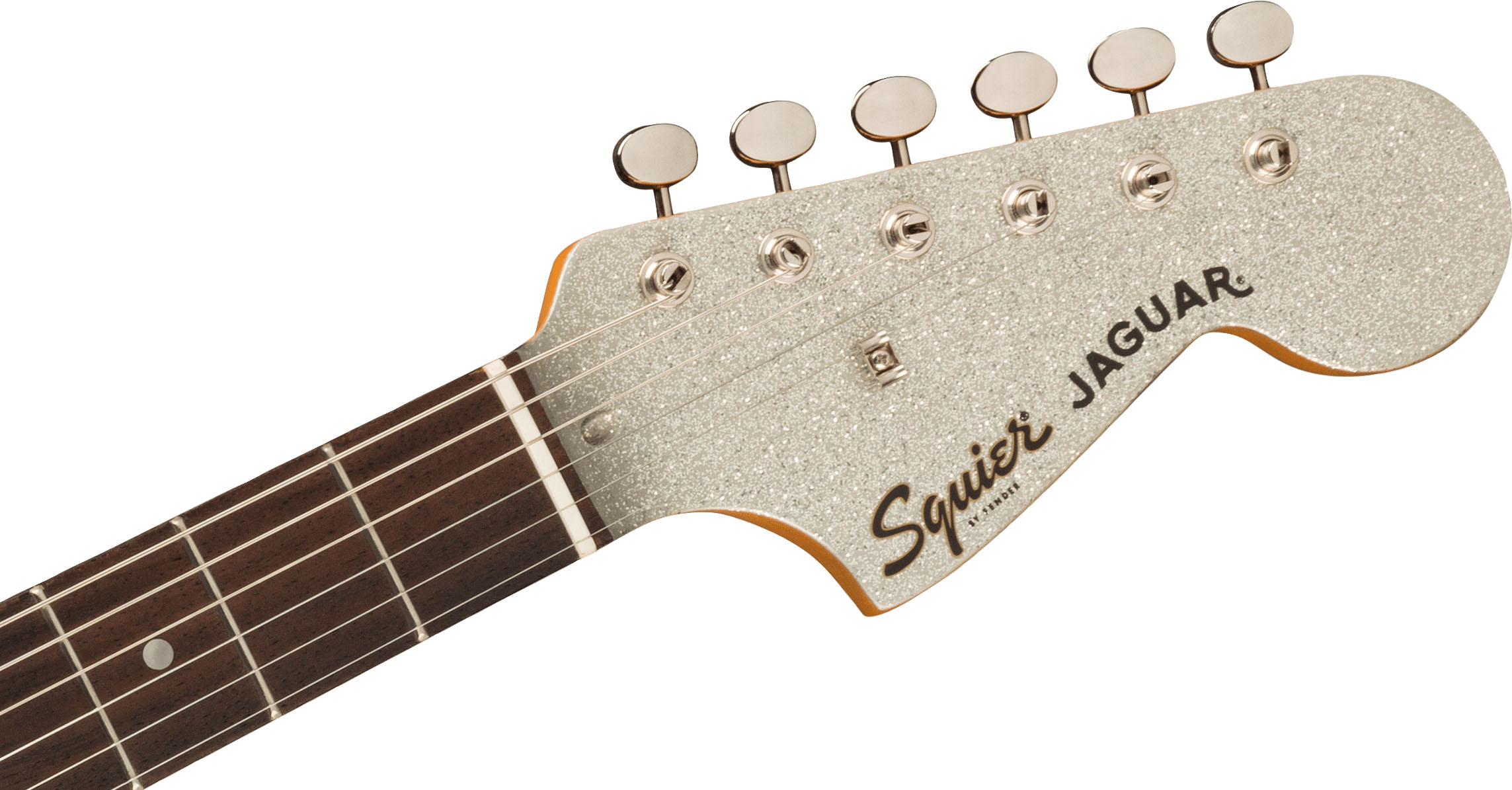 FSR Classic Vibe '60s Jaguar®, Laurel Fingerboard, Tortoiseshell Pickguard, Matching Headstock, Silver Sparkle - Image 6