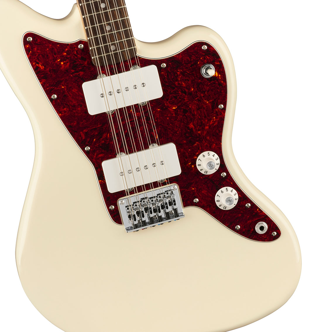 Paranormal Jazzmaster® XII, Laurel Fingerboard, Tortoiseshell Pickguard, Olympic White - Image 4
