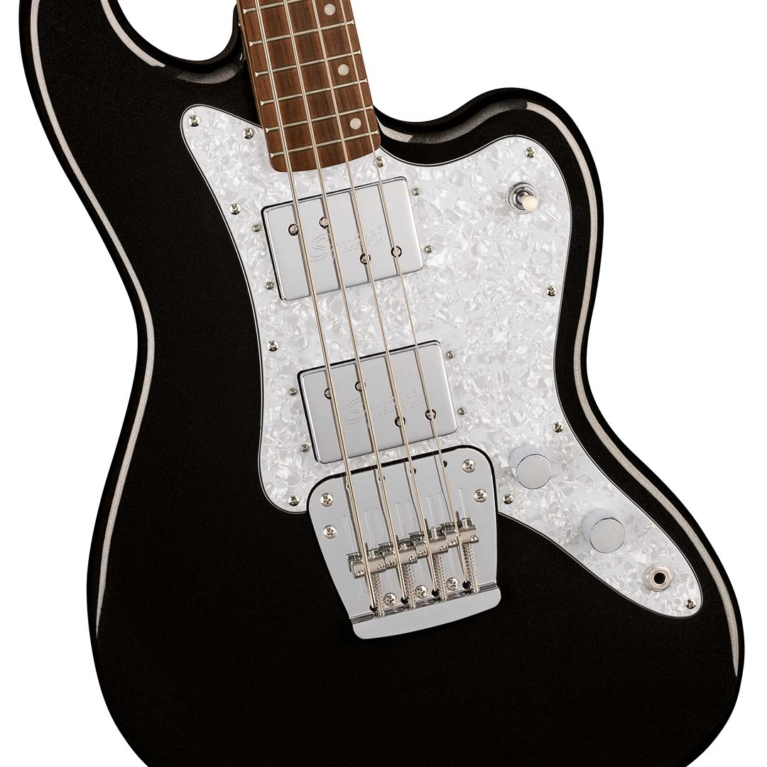 Paranormal Rascal Bass HH, Laurel Fingerboard, White Pearloid Pickguard, Metallic Black - Image 4