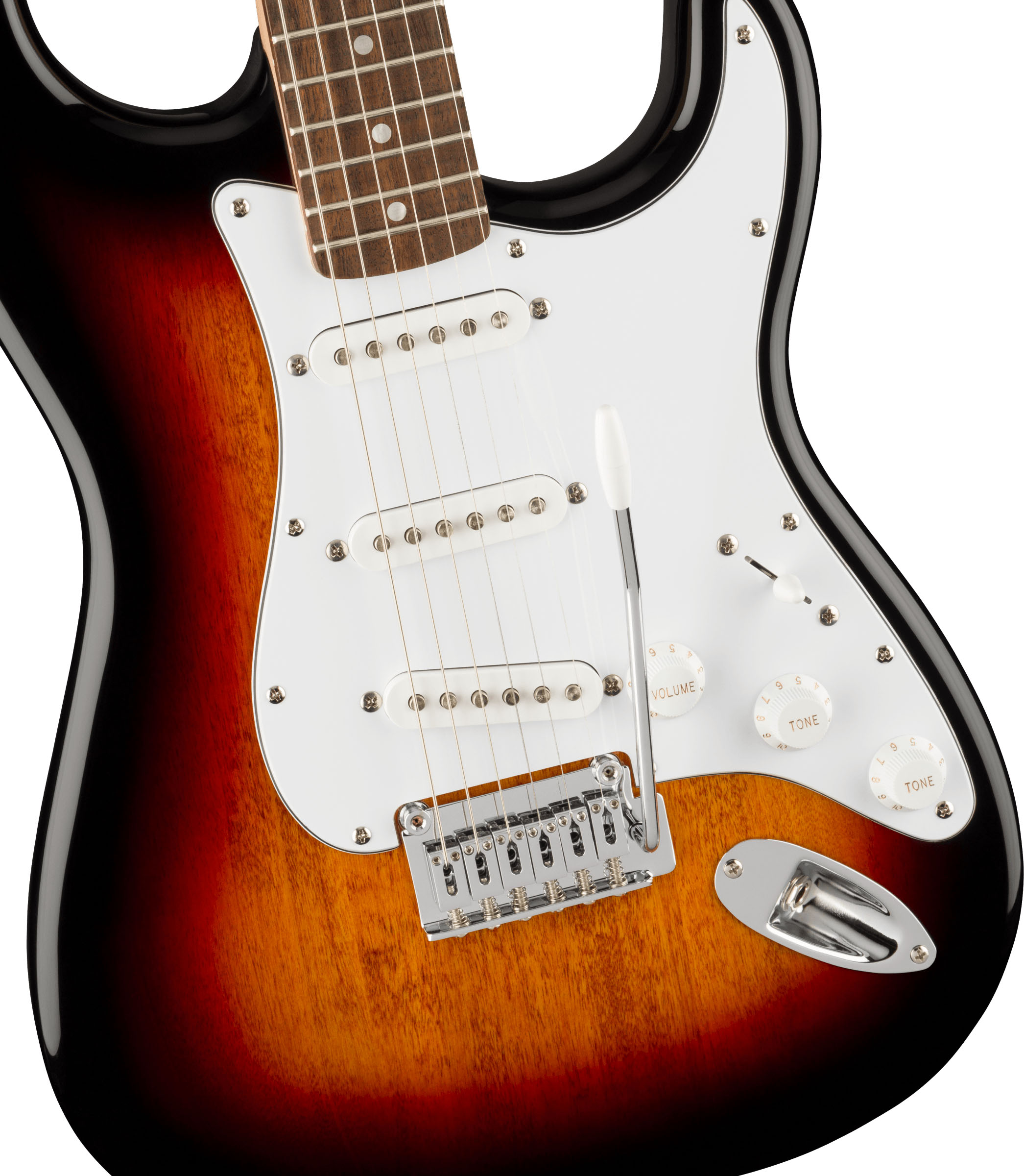 Affinity Series™ Stratocaster®, Laurel Fingerboard, White Pickguard, 3-Color Sunburst - Image 4