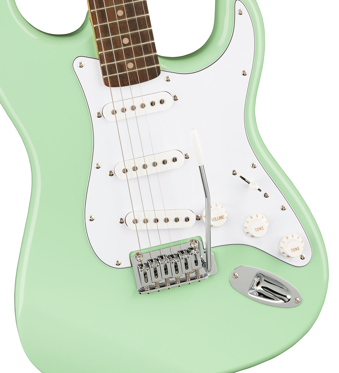 FSR Affinity Series™ Stratocaster®, Laurel Fingerboard, White Pickguard, Surf Green - Image 4