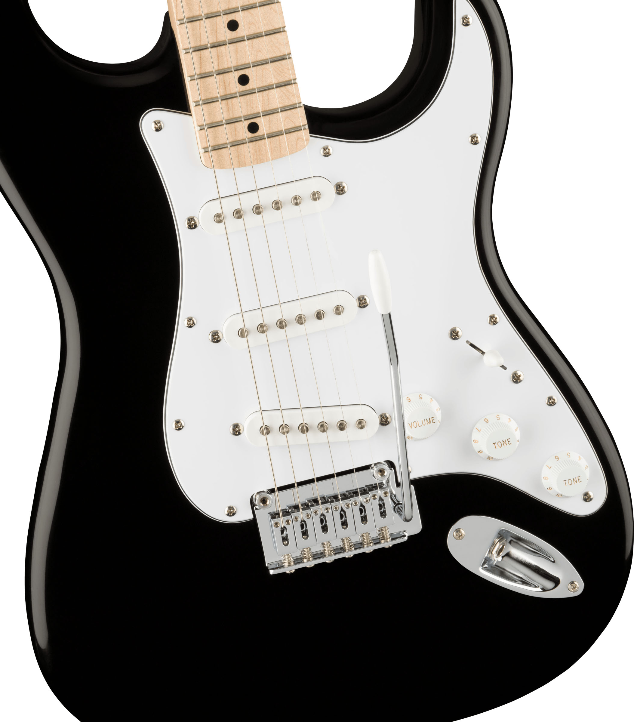 Affinity Series™ Stratocaster®, Maple Fingerboard, White Pickguard, Black - Image 4