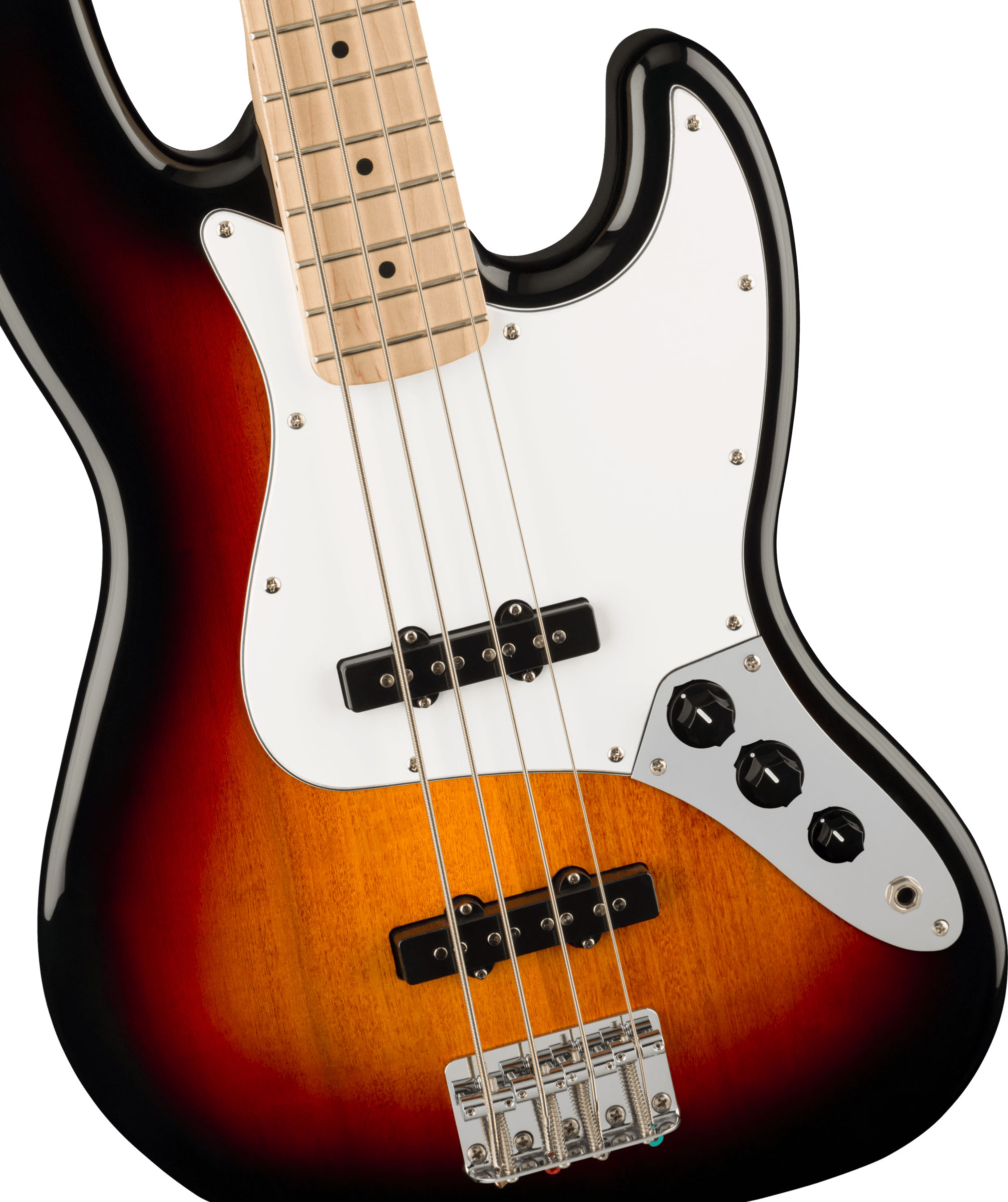 Affinity Series™ Jazz Bass®, Maple Fingerboard, White Pickguard, 3-Color Sunburst - Image 4