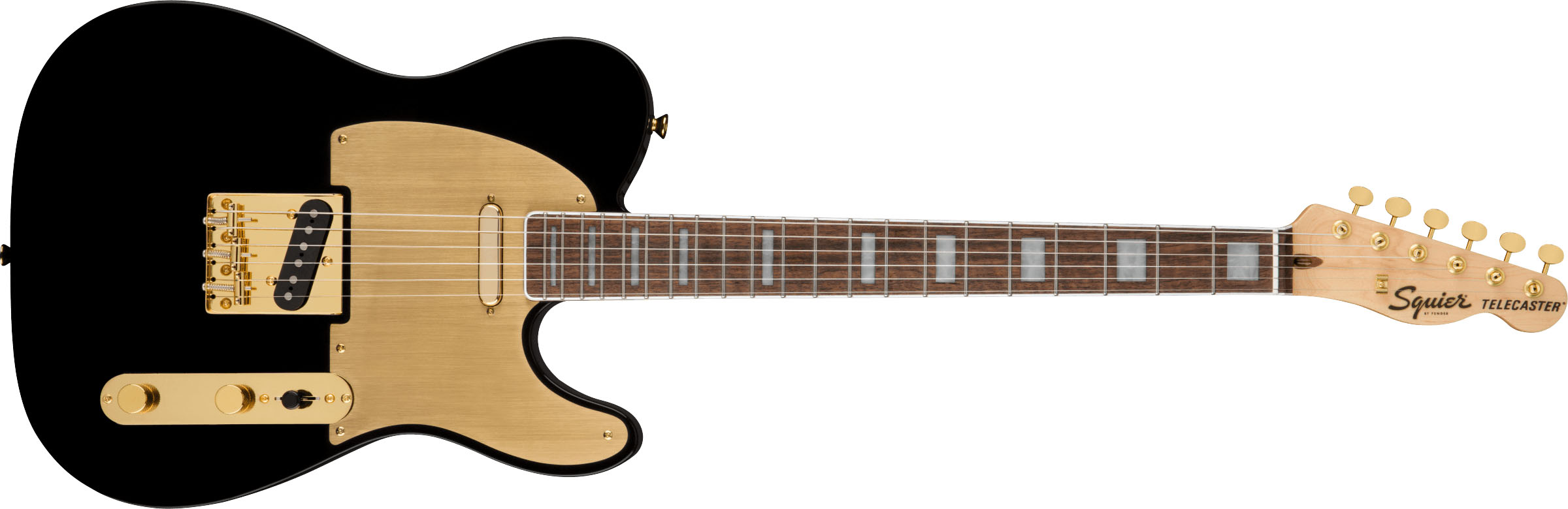 40th Anniversary Telecaster®, Gold Edition, Laurel Fingerboard, Gold Anodized Pickguard, Black - Image 2