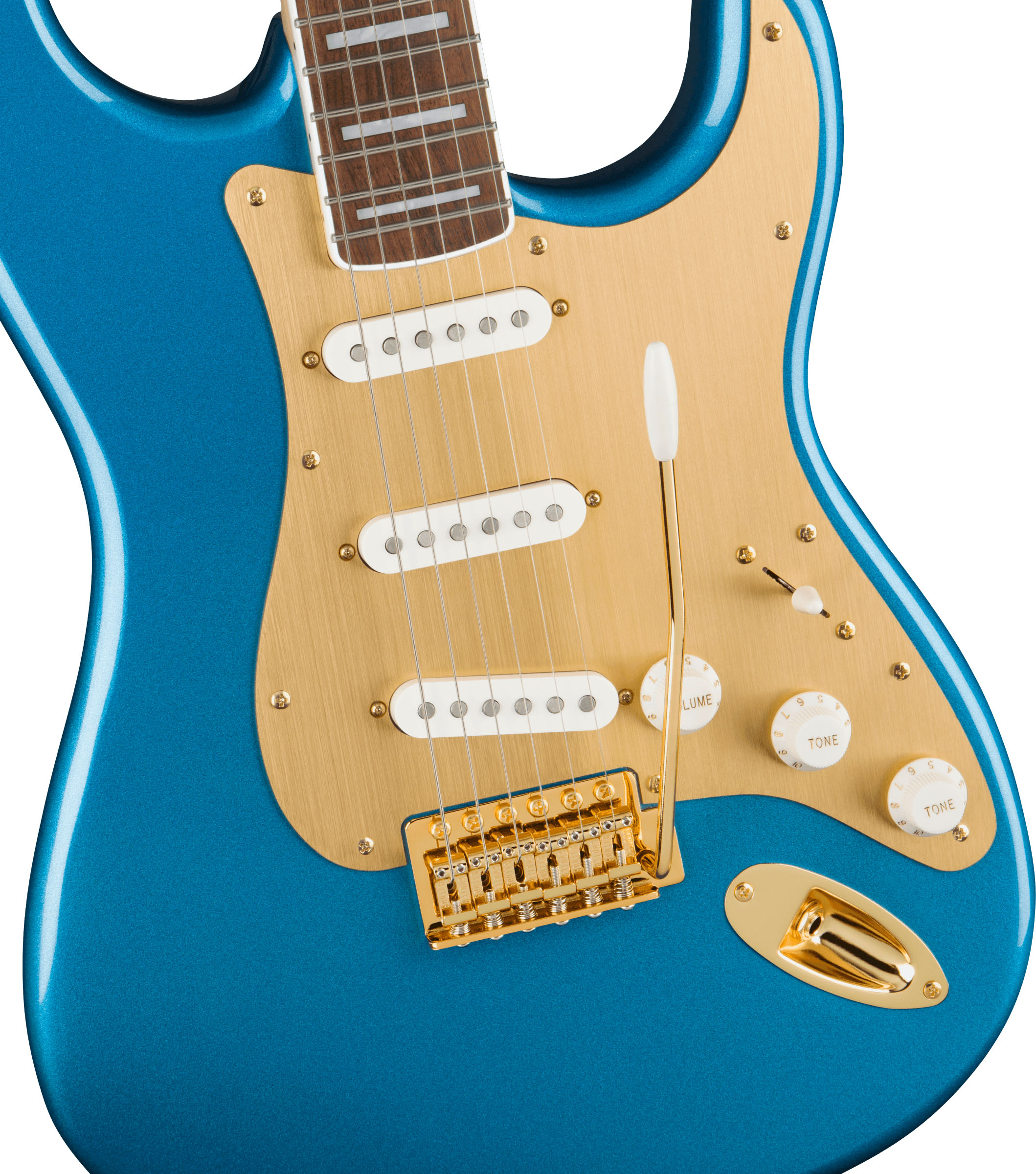 40th Anniversary Stratocaster®, Gold Edition, Laurel Fingerboard, Gold Anodized Pickguard, Lake Placid Blue - Image 4