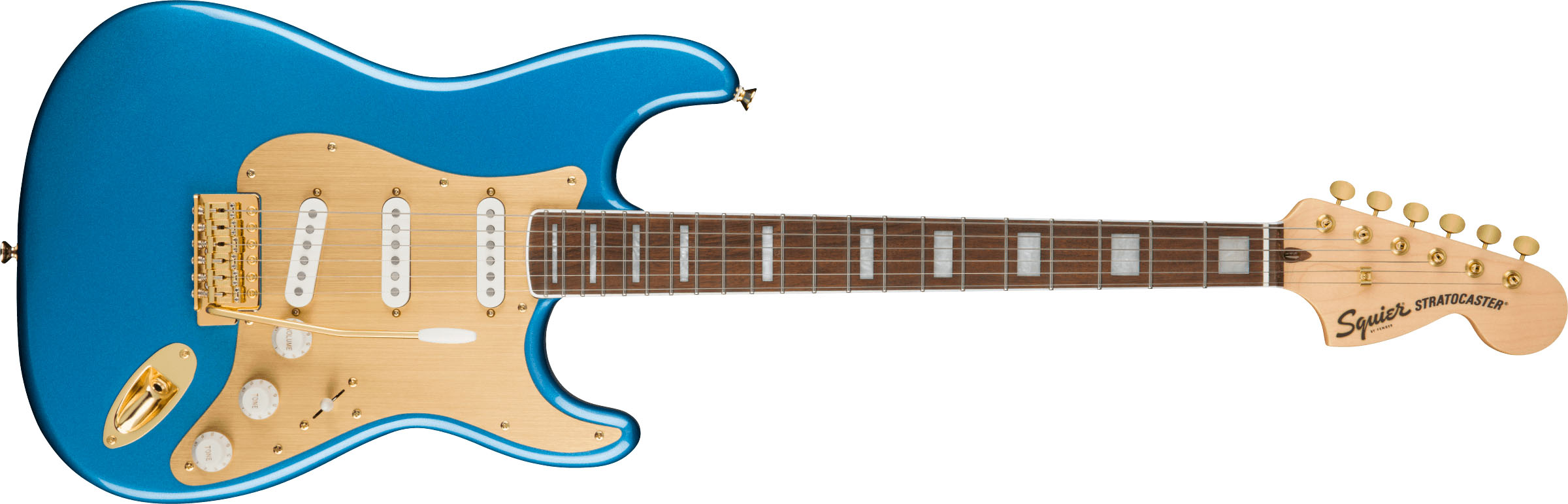 40th Anniversary Stratocaster®, Gold Edition, Laurel Fingerboard, Gold Anodized Pickguard, Lake Placid Blue - Image 2