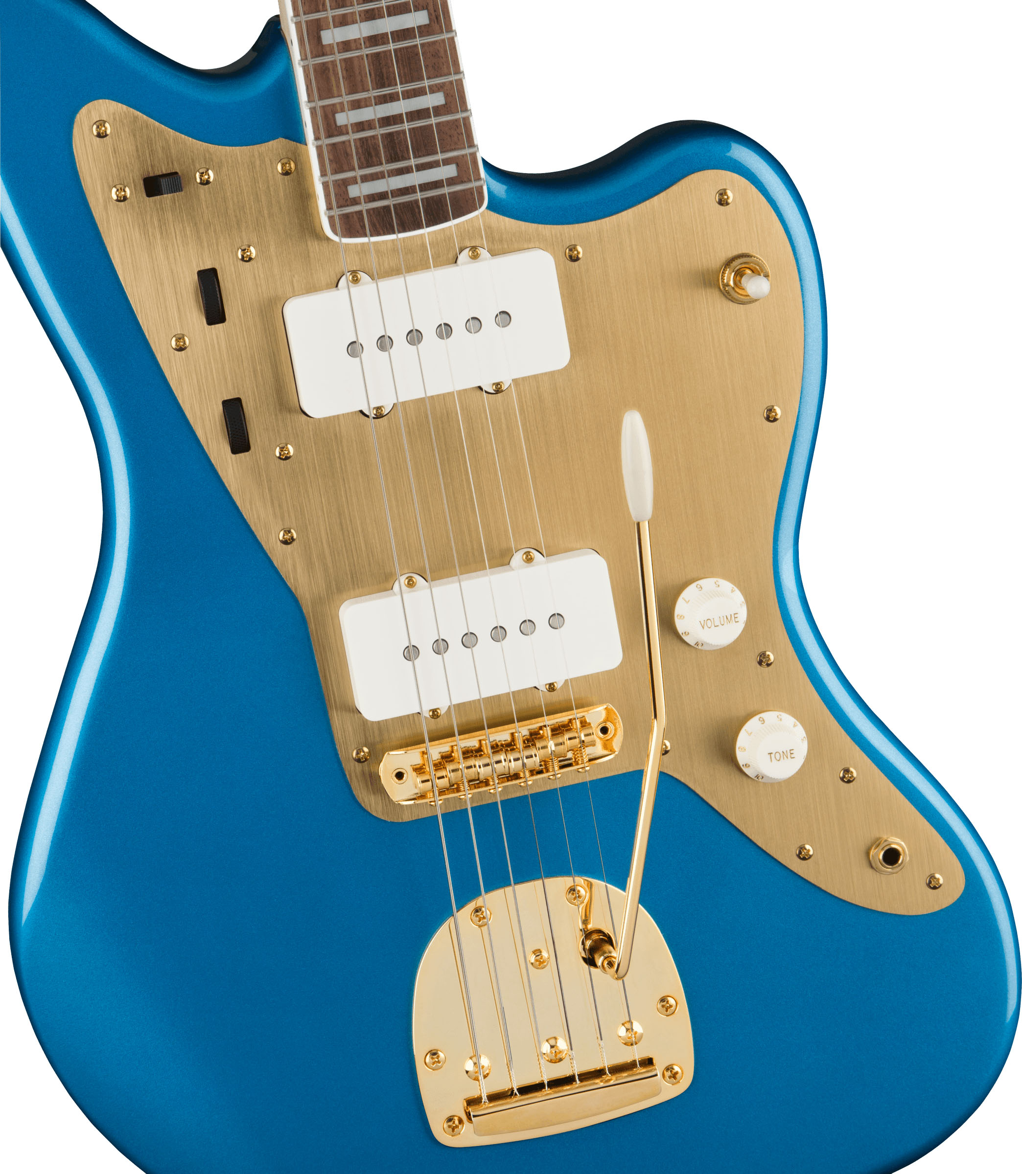 40th Anniversary Jazzmaster®, Gold Edition, Laurel Fingerboard, Gold Anodized Pickguard, Lake Placid Blue - Image 4