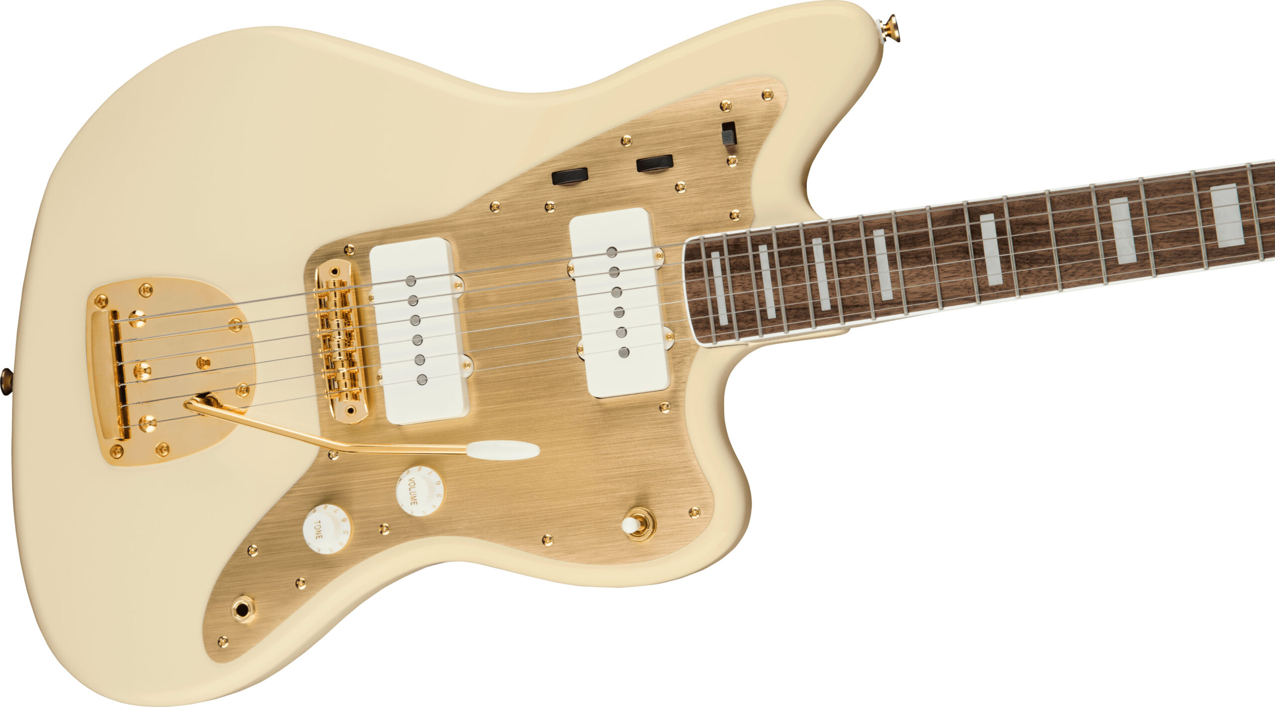 40th Anniversary Jazzmaster®, Gold Edition, Laurel Fingerboard, Gold Anodized Pickguard, Olympic White - Image 5