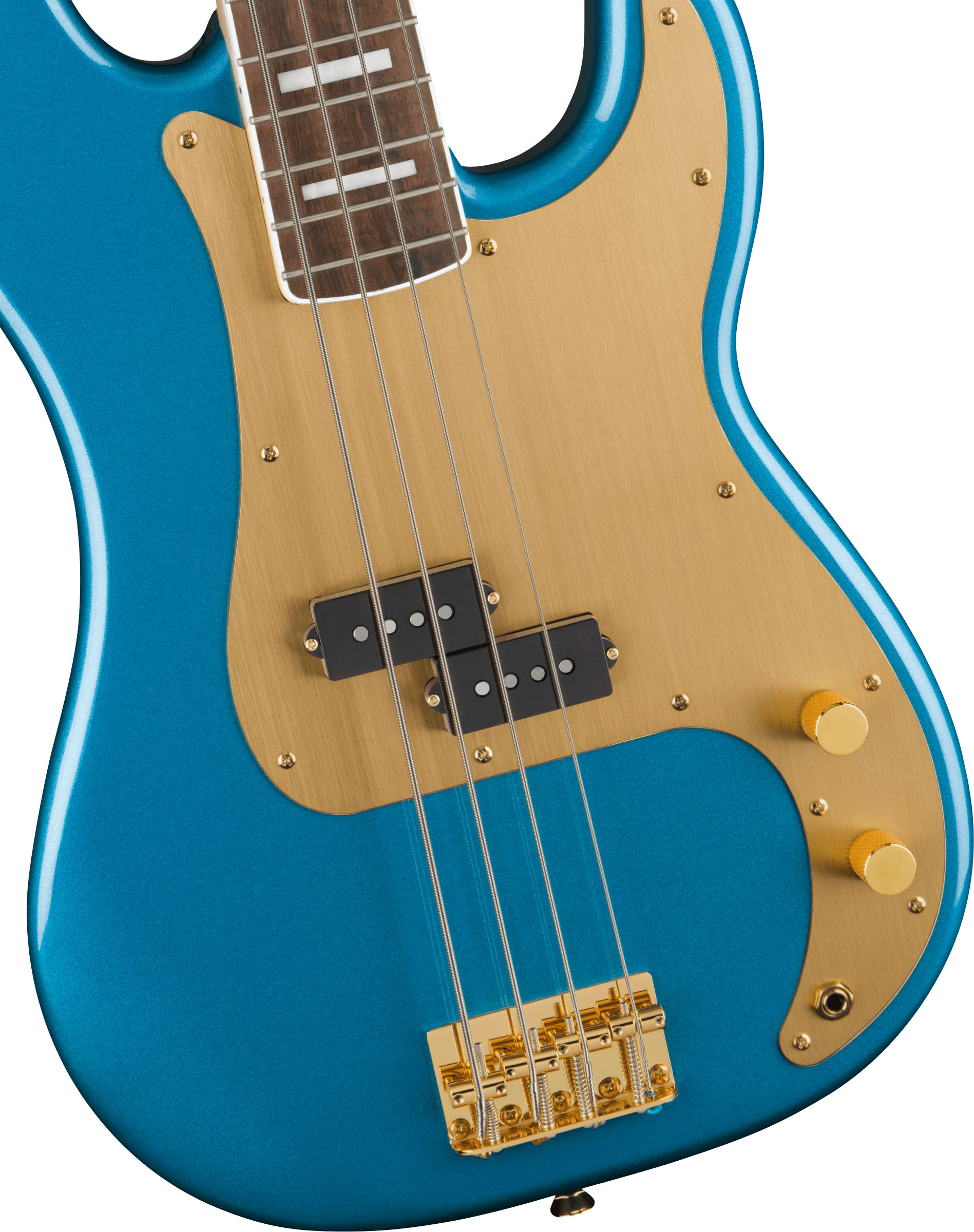 40th Anniversary Precision Bass®, Gold Edition, Laurel Fingerboard, Gold Anodized Pickguard, Lake Placid Blue - Image 4