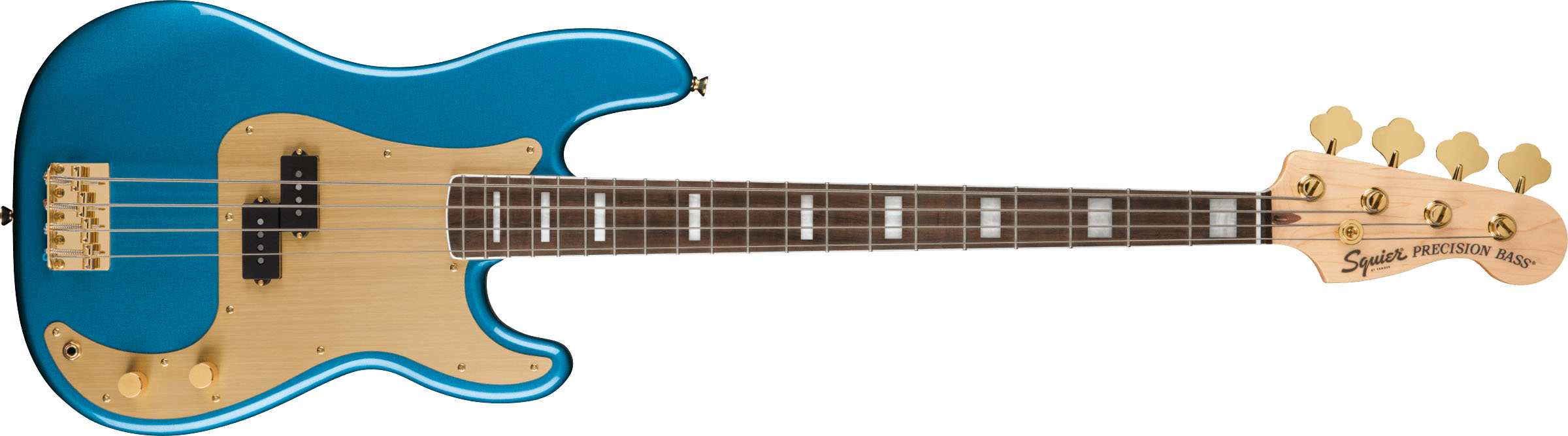 40th Anniversary Precision Bass®, Gold Edition, Laurel Fingerboard, Gold Anodized Pickguard, Lake Placid Blue - Image 2