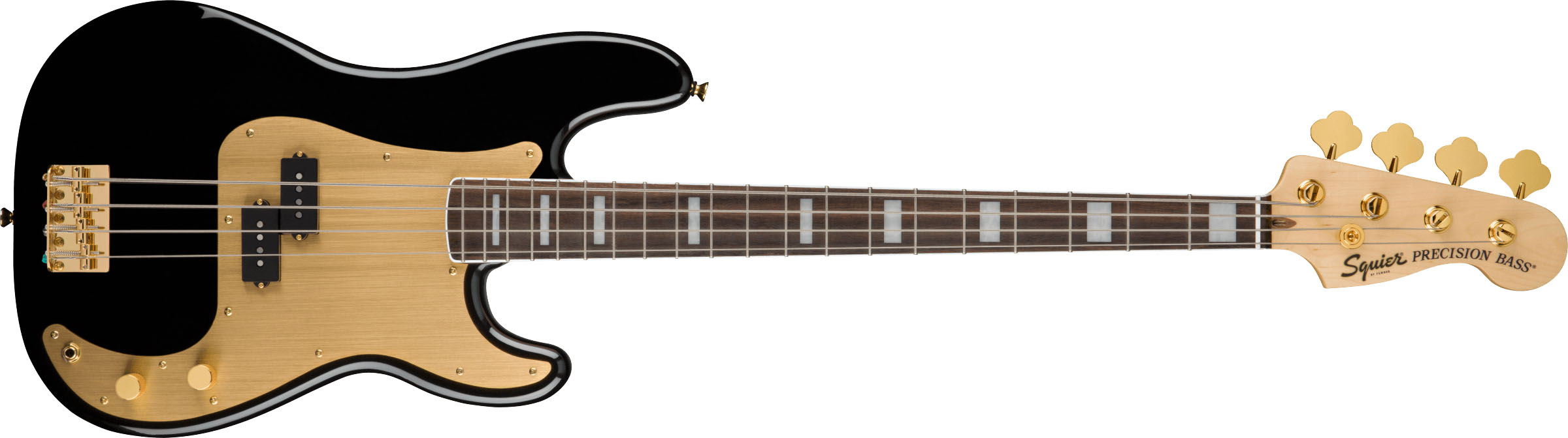 40th Anniversary Precision Bass®, Gold Edition, Laurel Fingerboard, Gold Anodized Pickguard, Black - Image 2