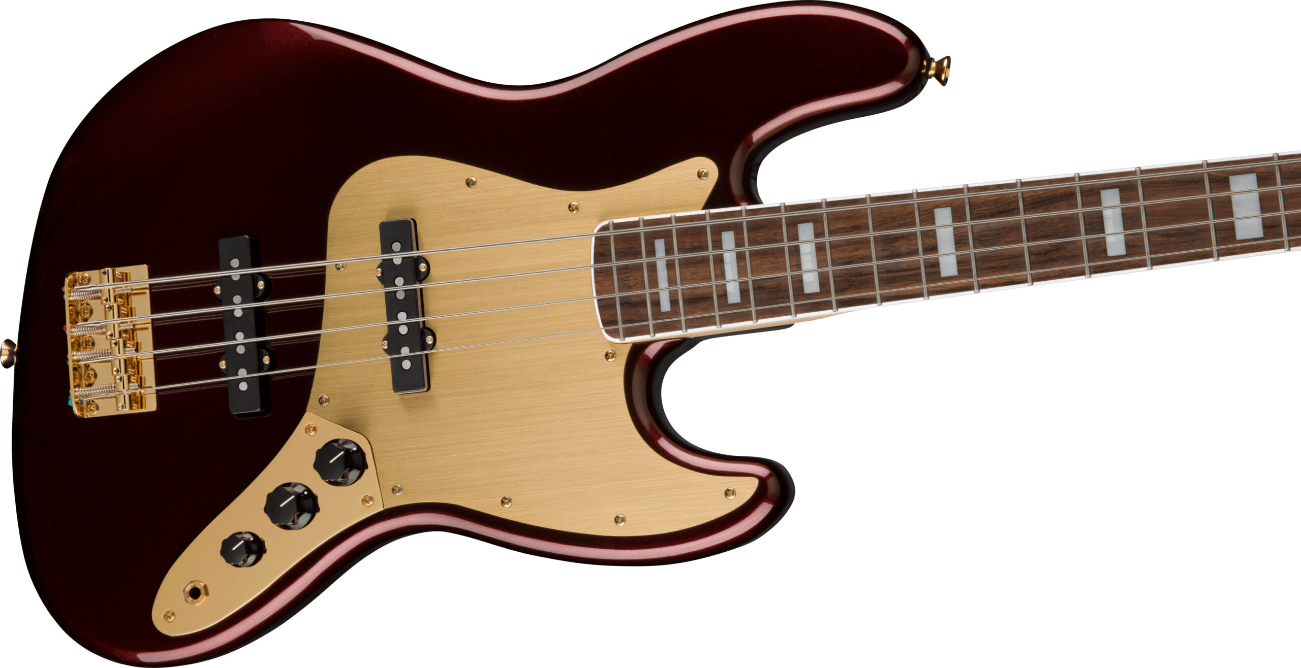 40th Anniversary Jazz Bass®, Gold Edition, Laurel Fingerboard, Gold Anodized Pickguard, Ruby Red Metallic - Image 5