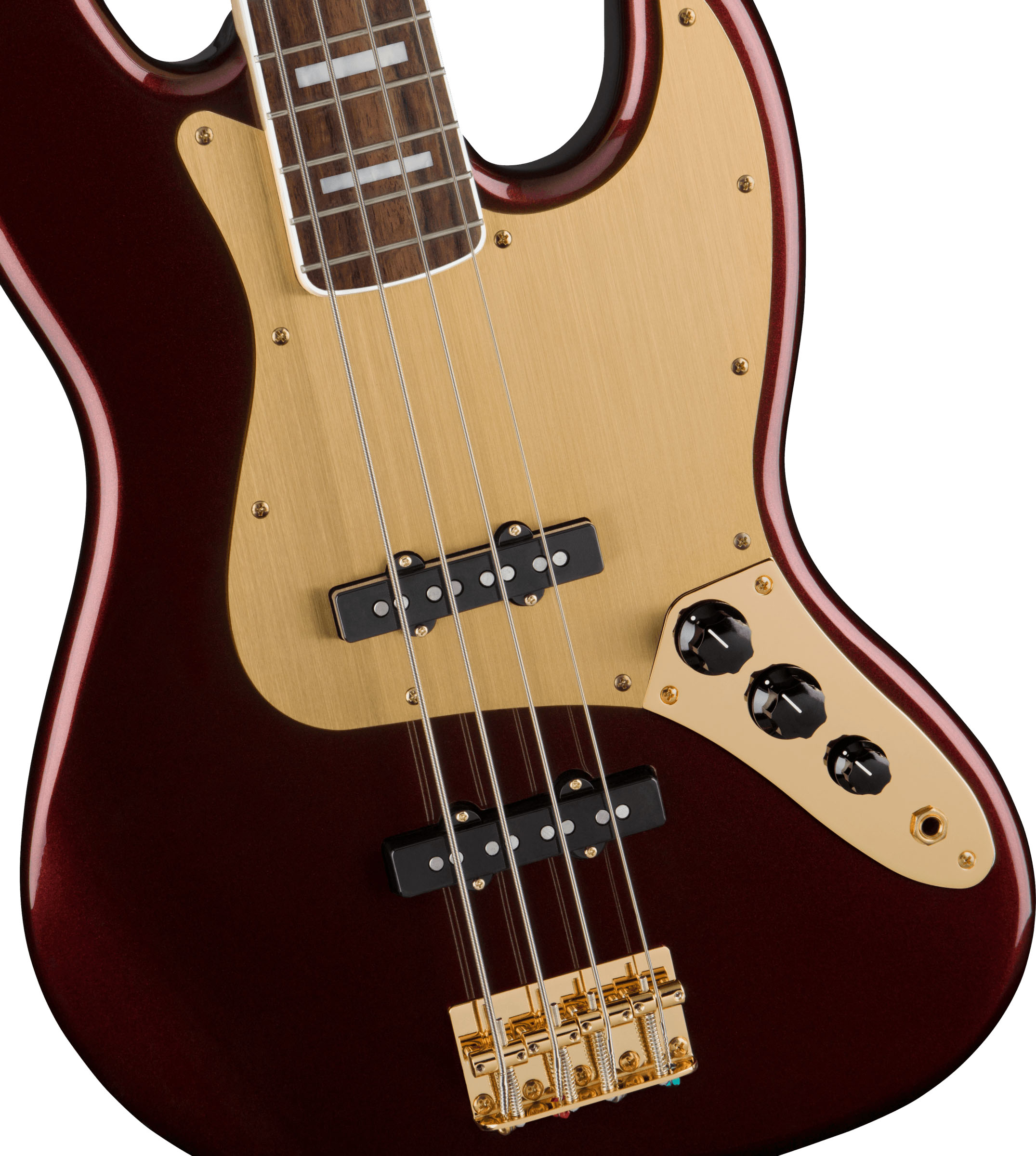 40th Anniversary Jazz Bass®, Gold Edition, Laurel Fingerboard, Gold Anodized Pickguard, Ruby Red Metallic - Image 4