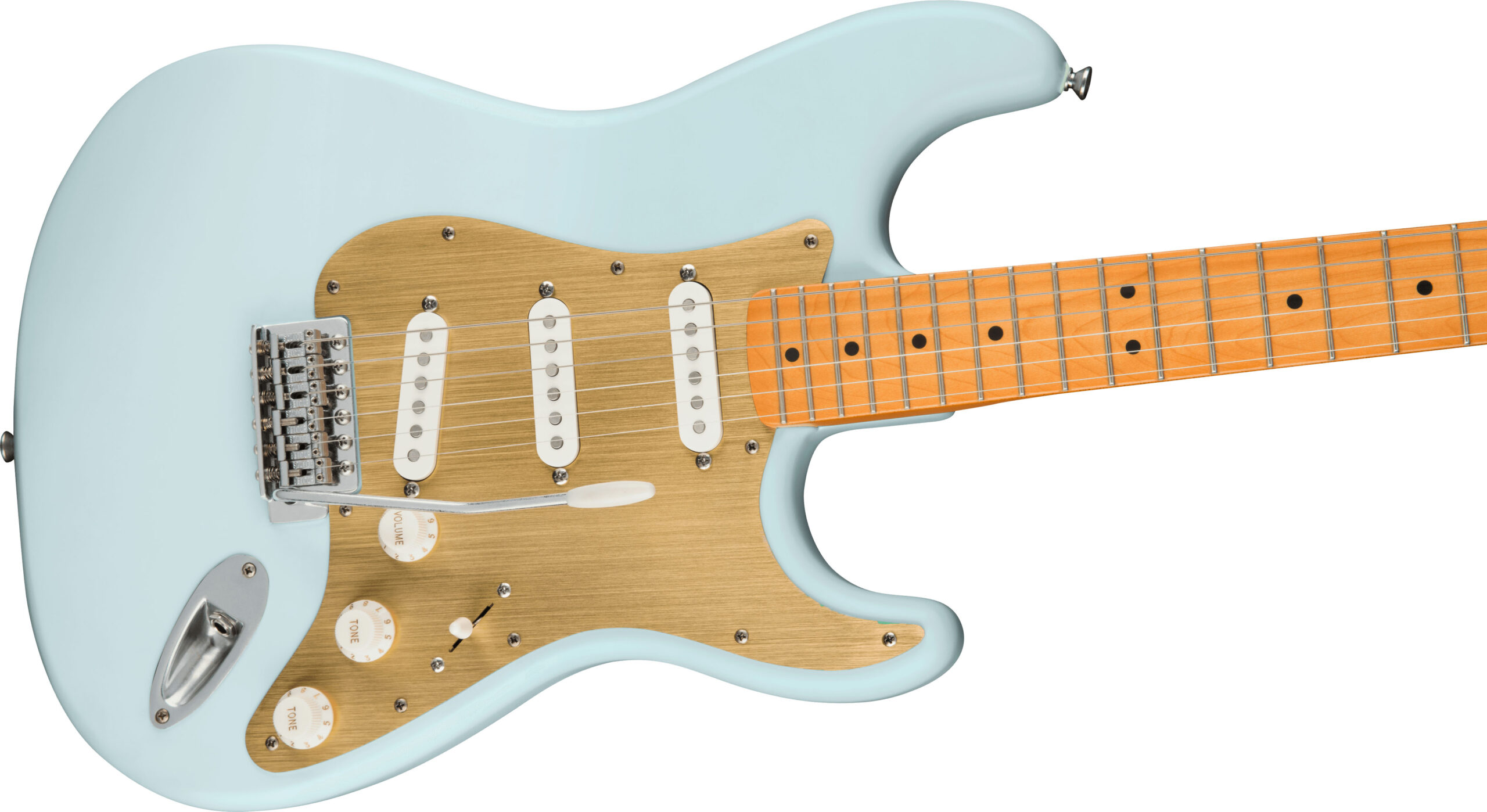 40th Anniversary Stratocaster®, Vintage Edition, Maple Fingerboard, Gold Anodized Pickguard, Satin Sonic Blue - Image 5